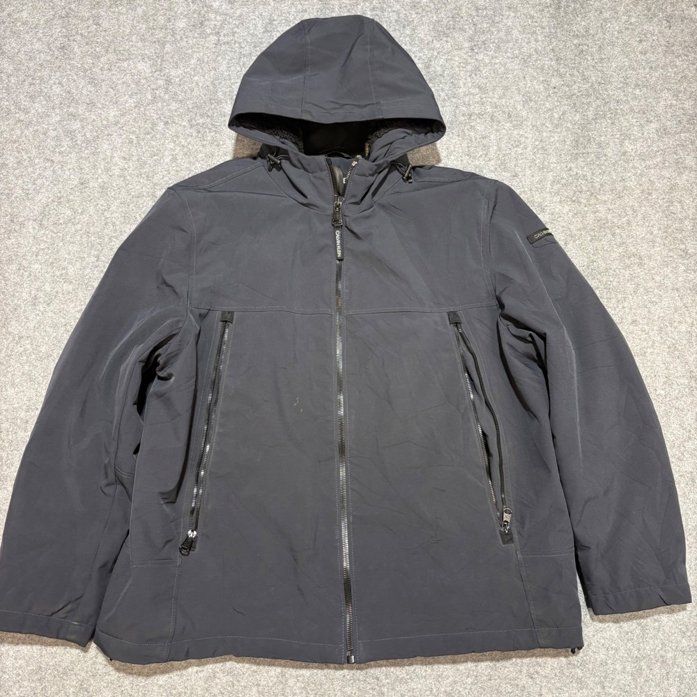 Calvin Klein Mens XL Gray Sherpa Lined Softshell Jacket Full Zip Outerwear